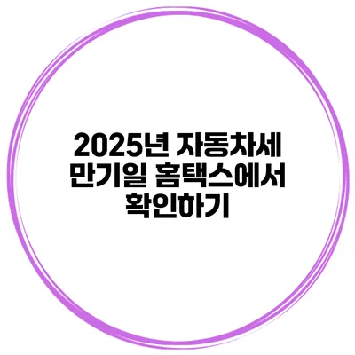 2025년 자동차세 만기일 홈택스에서 확인하기