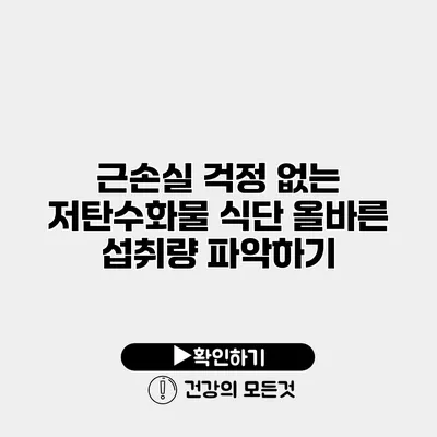 근손실 걱정 없는 저탄수화물 식단 올바른 섭취량 파악하기