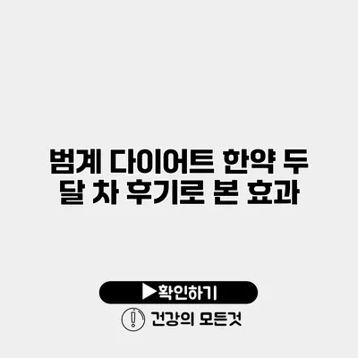 범계 다이어트 한약 두 달 차 후기로 본 효과