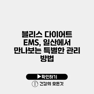 블리스 다이어트 EMS, 일산에서 만나보는 특별한 관리 방법