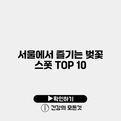서울에서 즐기는 벚꽃 스폿 TOP 10