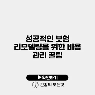 성공적인 보험 리모델링을 위한 비용 관리 꿀팁