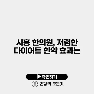 시흥 한의원, 저렴한 다이어트 한약 효과는?