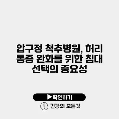 압구정 척추병원, 허리 통증 완화를 위한 침대 선택의 중요성