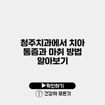 청주치과에서 치아 통증과 마취 방법 알아보기