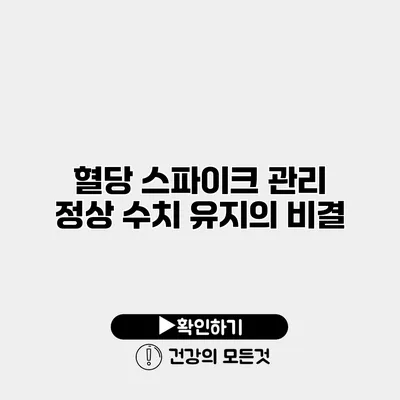 혈당 스파이크 관리 정상 수치 유지의 비결