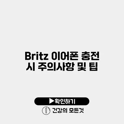 Britz 이어폰 충전 시 주의사항 및 팁
