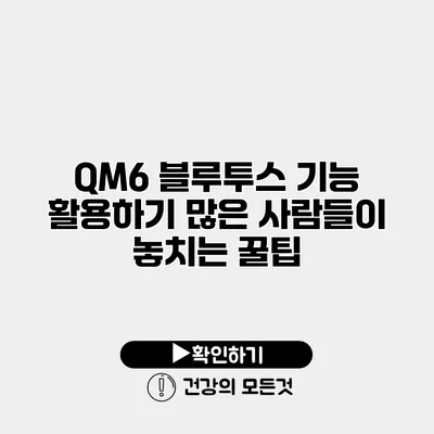 QM6 블루투스 기능 활용하기 많은 사람들이 놓치는 꿀팁