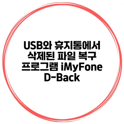 USB와 휴지통에서 삭제된 파일 복구 프로그램 iMyFone D-Back