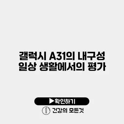 갤럭시 A31의 내구성 일상 생활에서의 평가