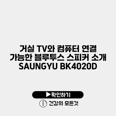 거실 TV와 컴퓨터 연결 가능한 블루투스 스피커 소개 SAUNGYU BK4020D