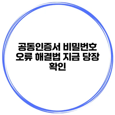 공동인증서 비밀번호 오류 해결법 지금 당장 확인