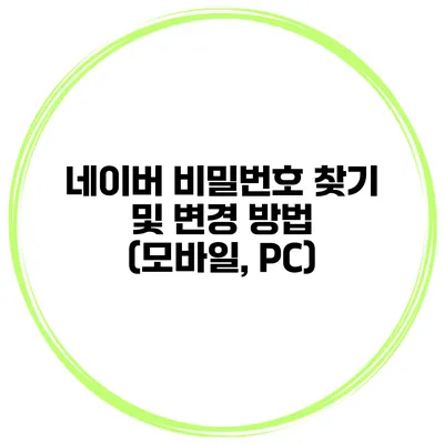 네이버 비밀번호 찾기 및 변경 방법 (모바일, PC)
