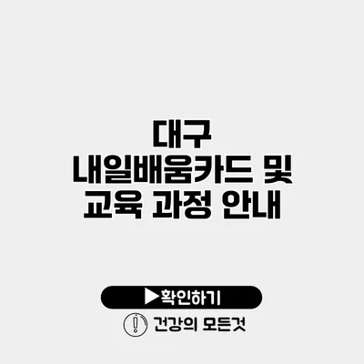 대구 내일배움카드 및 교육 과정 안내