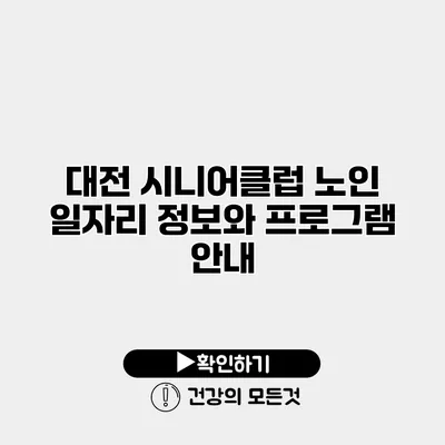 대전 시니어클럽 노인 일자리 정보와 프로그램 안내