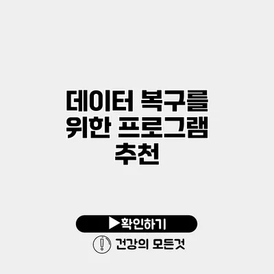 데이터 복구를 위한 프로그램 추천