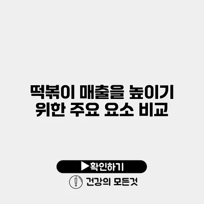 떡볶이 매출을 높이기 위한 주요 요소 비교