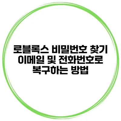 로블록스 비밀번호 찾기 이메일 및 전화번호로 복구하는 방법