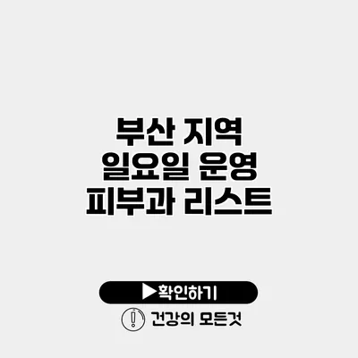 부산 지역 일요일 운영 피부과 리스트