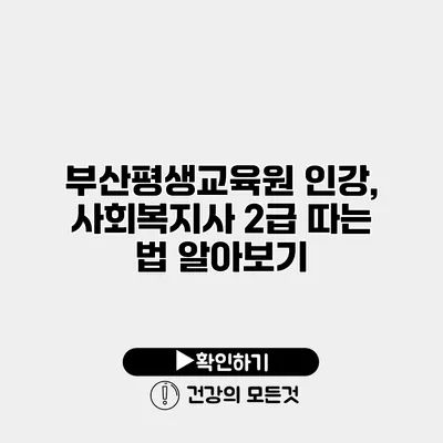 부산평생교육원 인강, 사회복지사 2급 따는 법 알아보기