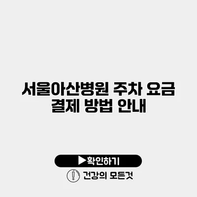 서울아산병원 주차 요금 결제 방법 안내