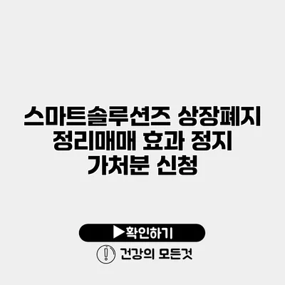 스마트솔루션즈 상장폐지 정리매매 효과 정지 가처분 신청