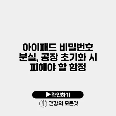 아이패드 비밀번호 분실, 공장 초기화 시 피해야 할 함정