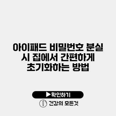 아이패드 비밀번호 분실 시 집에서 간편하게 초기화하는 방법