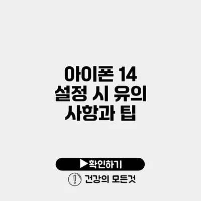 아이폰 14 설정 시 유의 사항과 팁