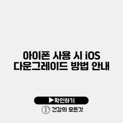 아이폰 사용 시 iOS 다운그레이드 방법 안내