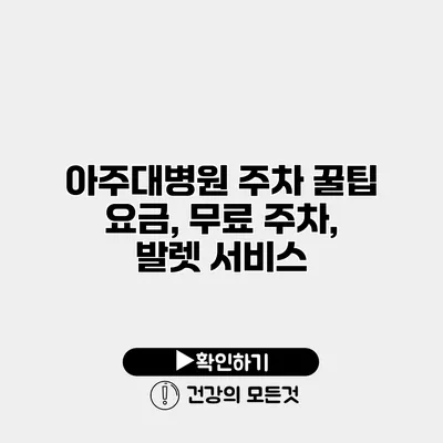 아주대병원 주차 꿀팁 요금, 무료 주차, 발렛 서비스