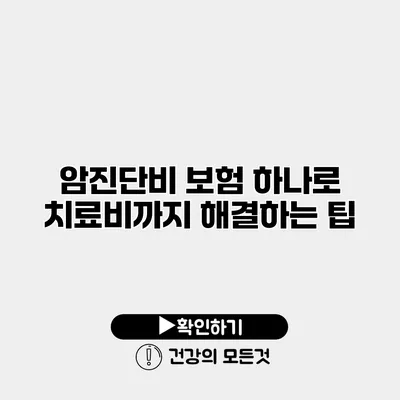 암진단비 보험 하나로 치료비까지 해결하는 팁