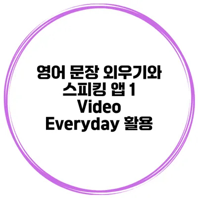 영어 문장 외우기와 스피킹 앱 1 Video Everyday 활용