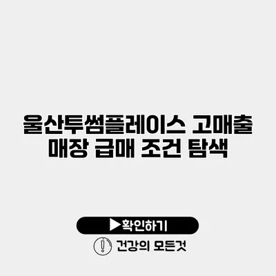 울산투썸플레이스 고매출 매장 급매 조건 탐색