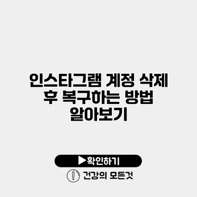 인스타그램 계정 삭제 후 복구하는 방법 알아보기