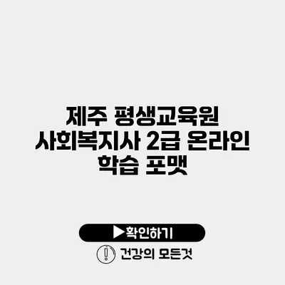 제주 평생교육원 사회복지사 2급 온라인 학습 포맷