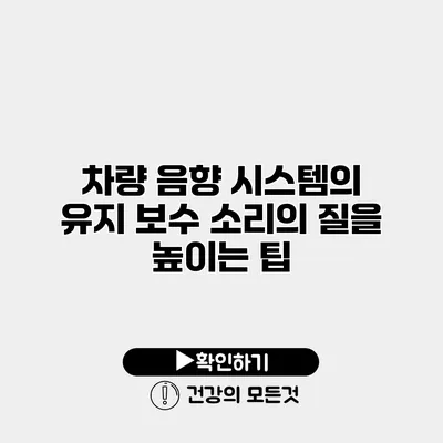 차량 음향 시스템의 유지 보수 소리의 질을 높이는 팁