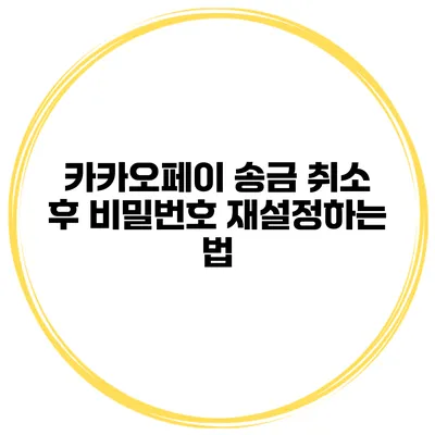 카카오페이 송금 취소 후 비밀번호 재설정하는 법