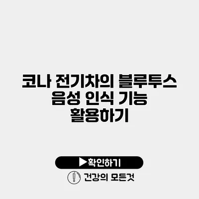 코나 전기차의 블루투스 음성 인식 기능 활용하기
